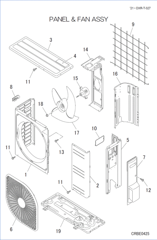 SRC50ZSXA-W/B PANEL AND FAN ASSY